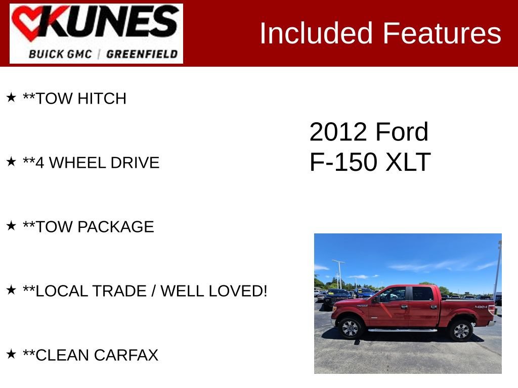 Used 2012 Ford F150 XLT w/ XLT Chrome Pkg AWD/4WD image 2