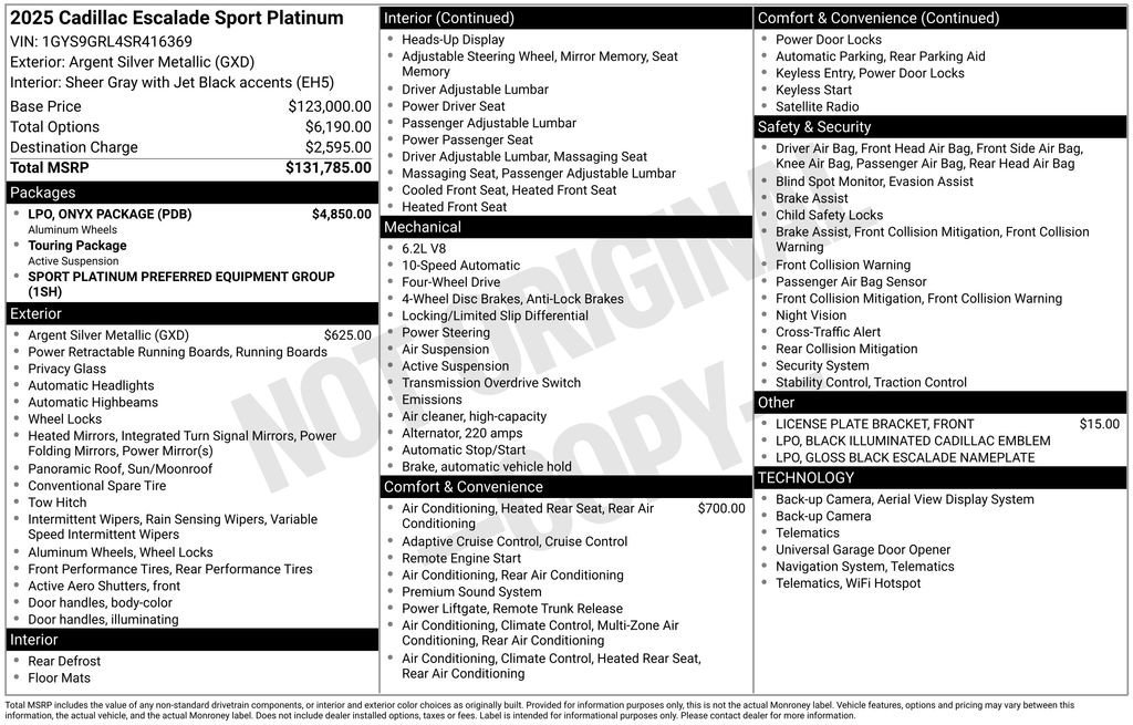 Used 2025 Cadillac Escalade Sport Platinum w/ LPO, ONYX Package image 24