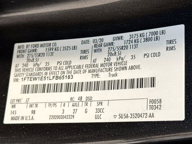 Used 2020 Ford F150 Platinum w/ Equipment Group 701A Luxury image 27