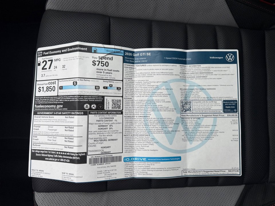 New 2026 Volkswagen GTI SE FWD image 34