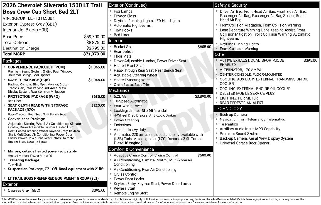 Used 2026 Chevrolet Silverado 1500 LT Trail Boss w/ Safety Package AWD/4WD image 45