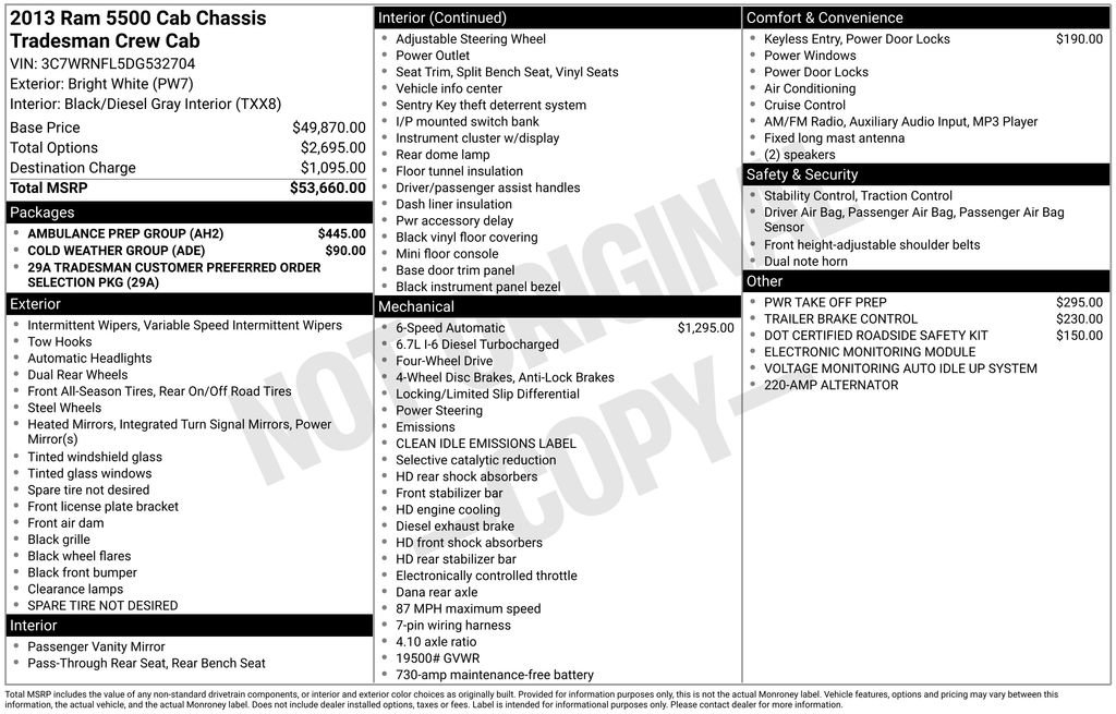 Used 2013 RAM 5500 Tradesman w/ Ambulance Prep Group image 37
