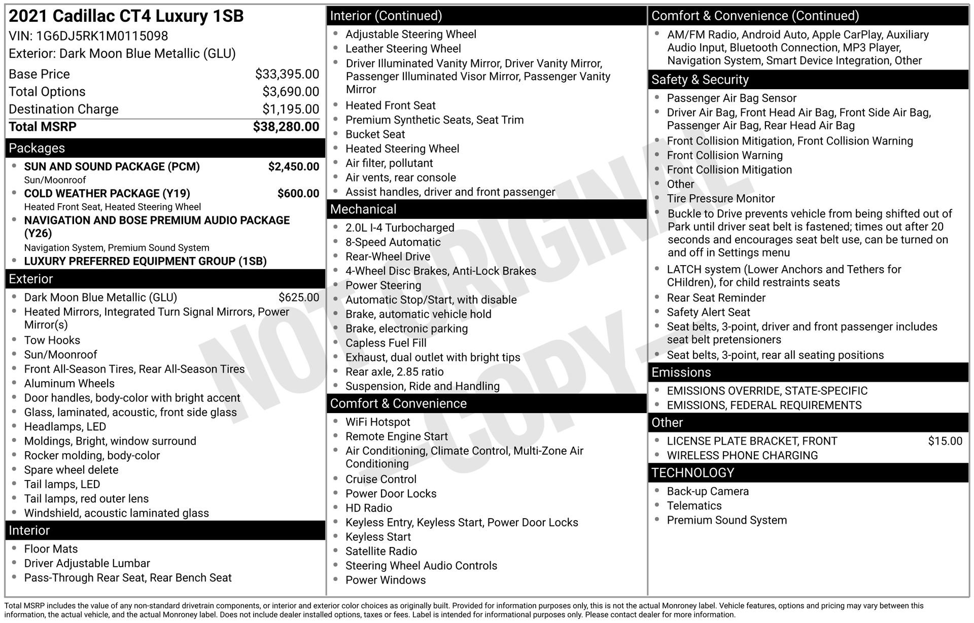 Certified 2021 Cadillac CT4 Luxury w/ Sun And Sound Package image 41