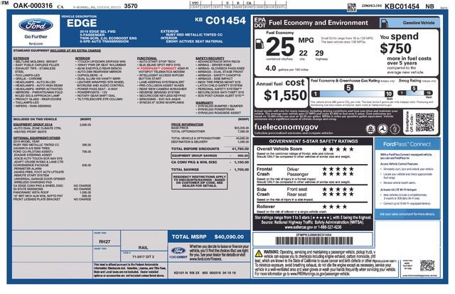 Used 2019 Ford Edge SEL w/ Equipment Group 201A FWD image 38