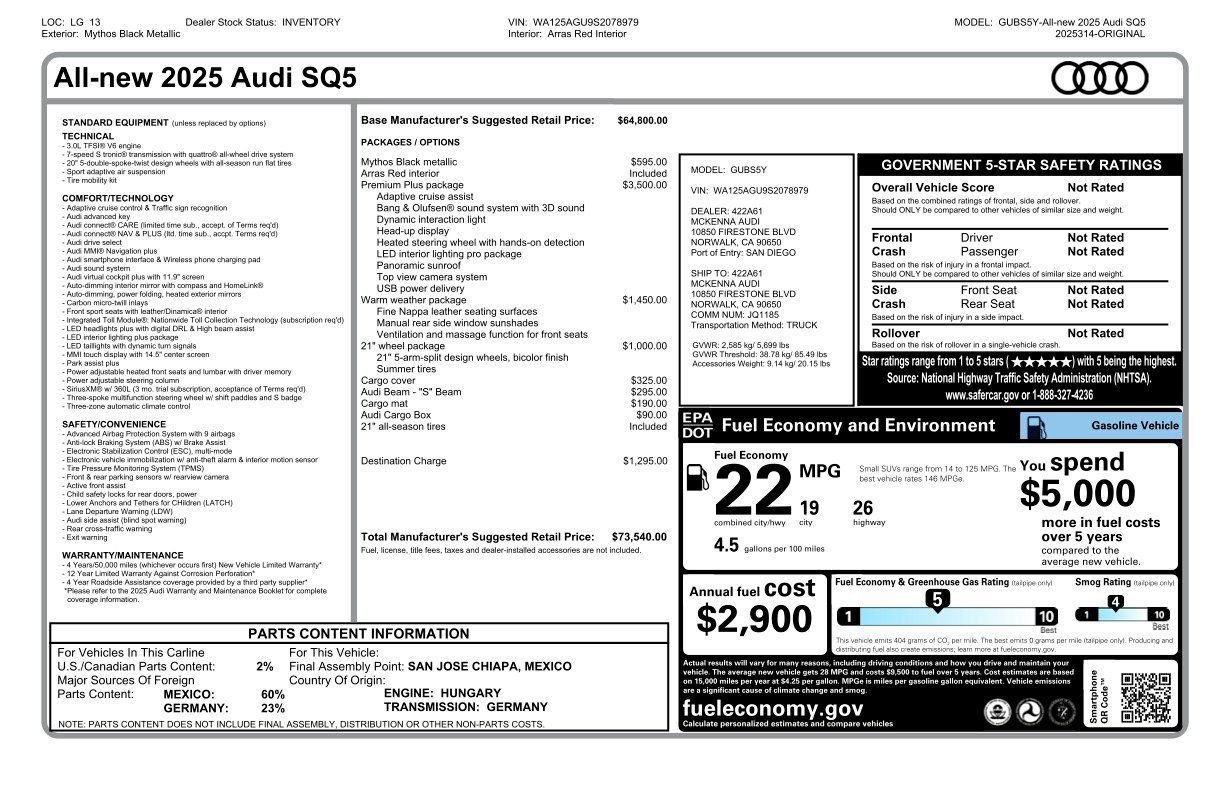 New 2025 Audi SQ5 Premium Plus AWD/4WD image 5