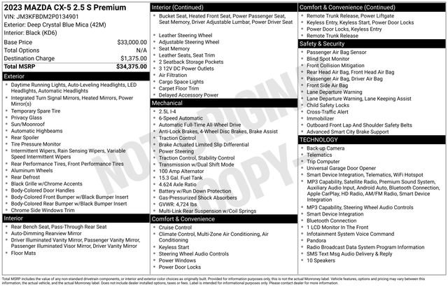 Certified 2023 MAZDA CX-5 AWD 2.5 S w/ Premium Package image 6