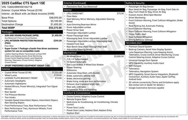Certified 2025 Cadillac CT5 Sport w/ Sun And Sound Package AWD/4WD image 36
