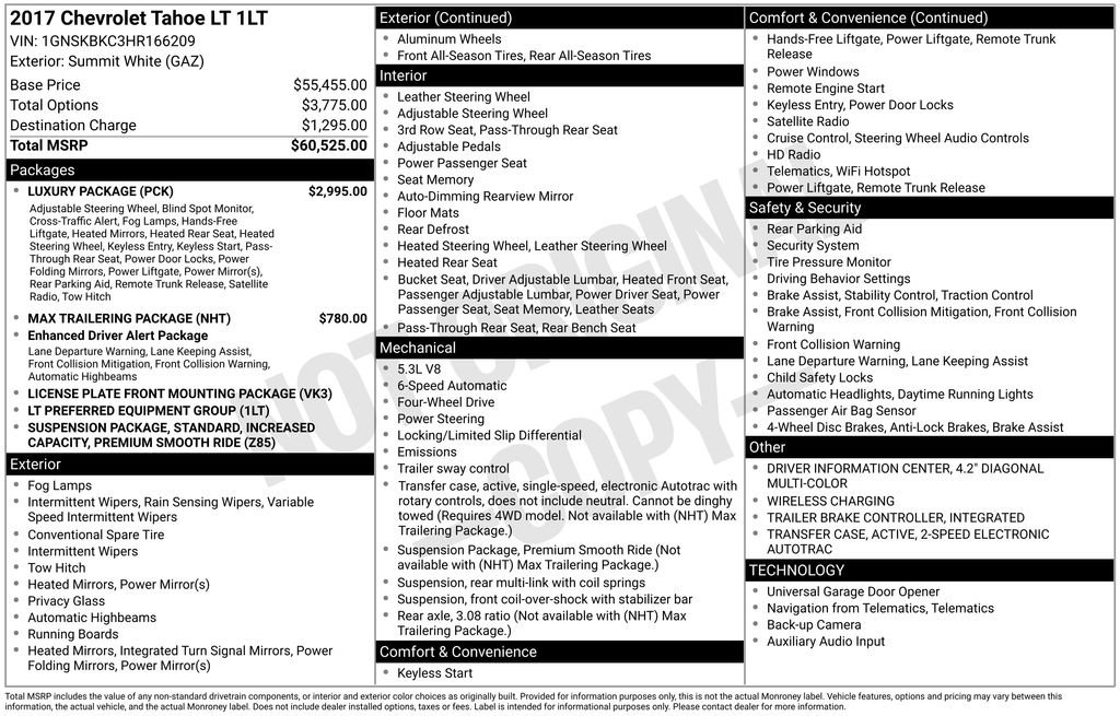 Used 2017 Chevrolet Tahoe LT w/ Luxury Package AWD/4WD image 15