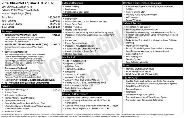 New 2026 Chevrolet Equinox ACTIV w/ Convenience Package III AWD/4WD image 28