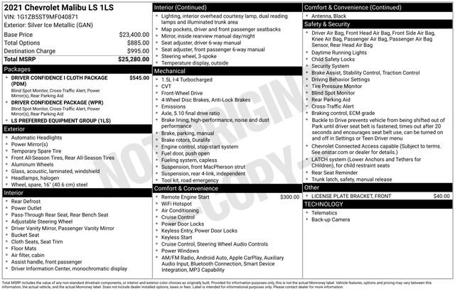 Used 2021 Chevrolet Malibu LS FWD image 28