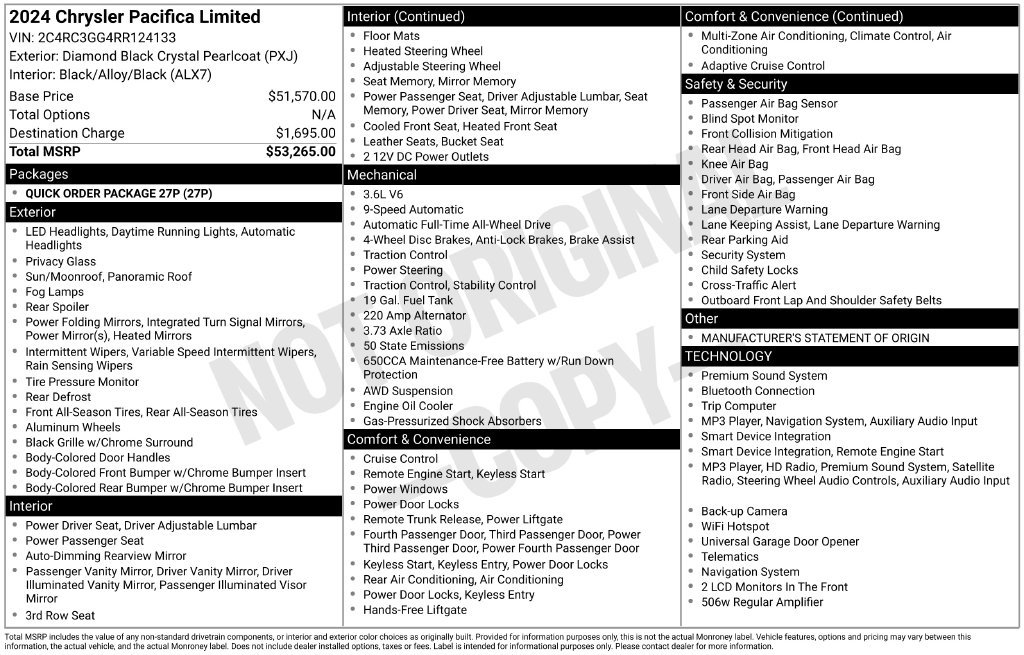 Certified 2024 Chrysler Pacifica Limited AWD/4WD image 36