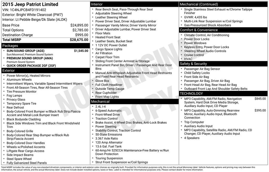 Used 2015 Jeep Patriot Limited w/ Sun/Sound Group FWD image 14