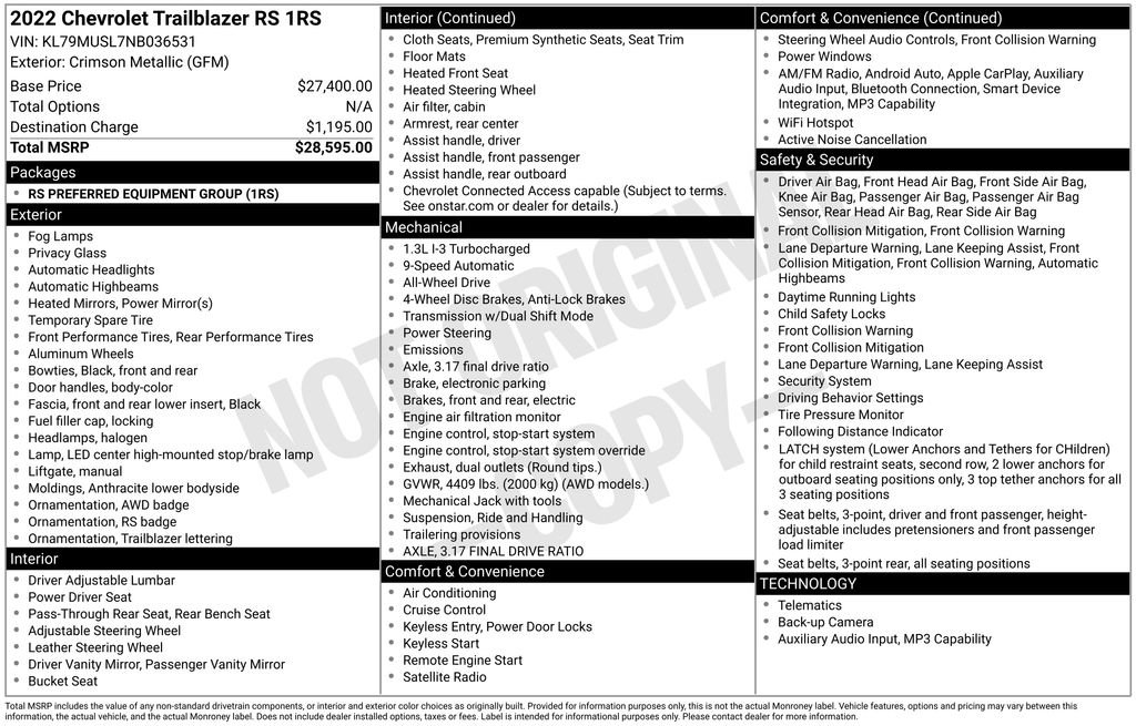 Certified 2022 Chevrolet TrailBlazer RS AWD/4WD image 33