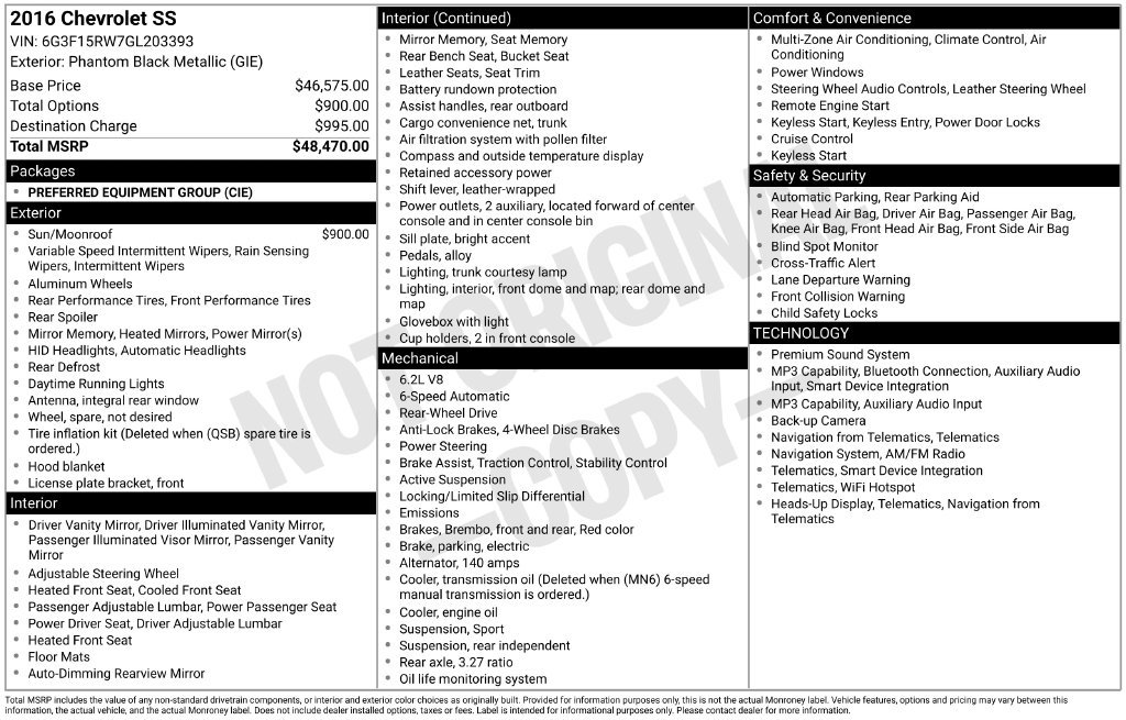 Used 2016 Chevrolet SS RWD image 2