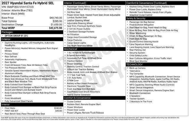New 2027 Hyundai Santa Fe SEL AWD/4WD image 24