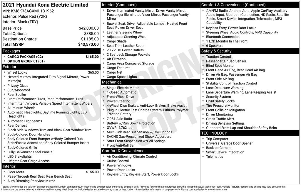 Used 2021 Hyundai Kona Limited w/ Cargo Package FWD image 6