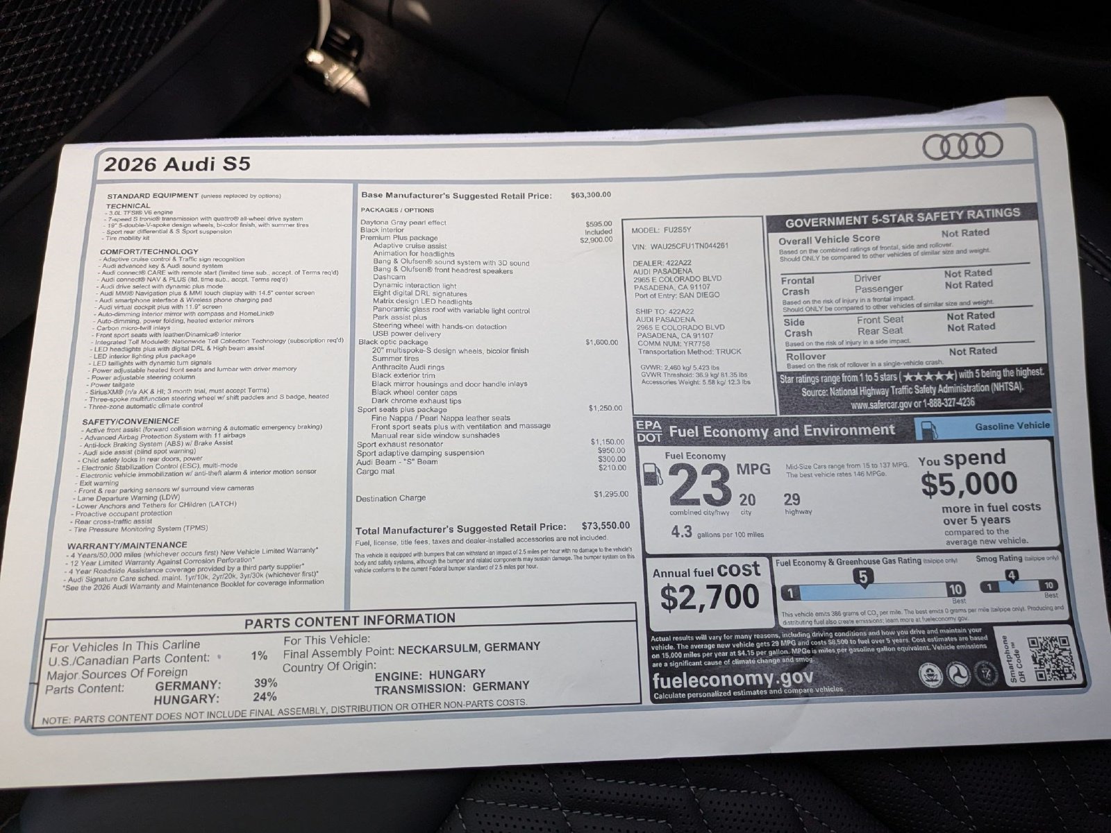 New 2026 Audi S5 Premium Plus AWD/4WD image 18