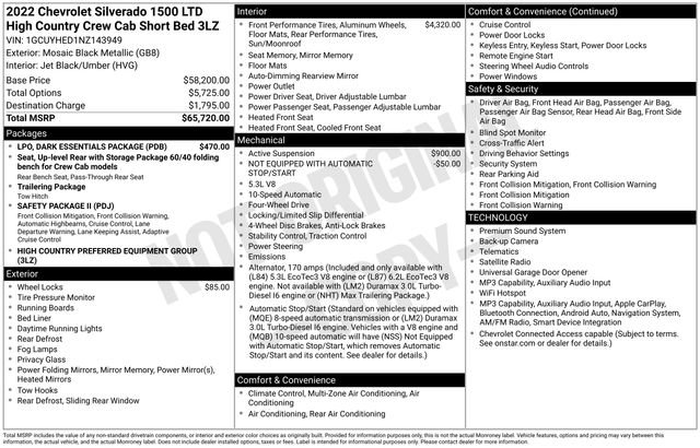 Used 2022 Chevrolet Silverado 1500 High Country w/ LPO, Dark Essentials Package image 15