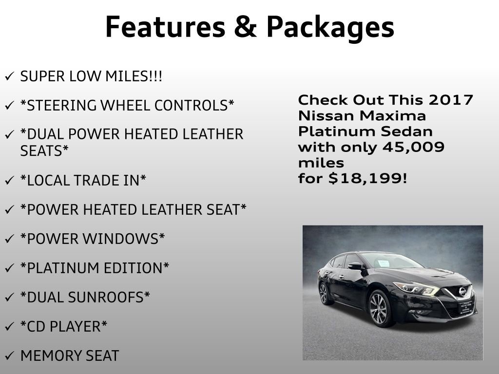Used 2017 Nissan Maxima Platinum w/ Interior Lighting Package image 8