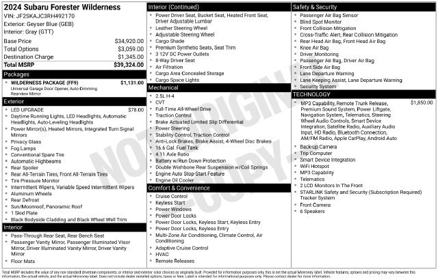 Certified 2024 Subaru Forester Wilderness w/ Wilderness Package AWD/4WD image 24