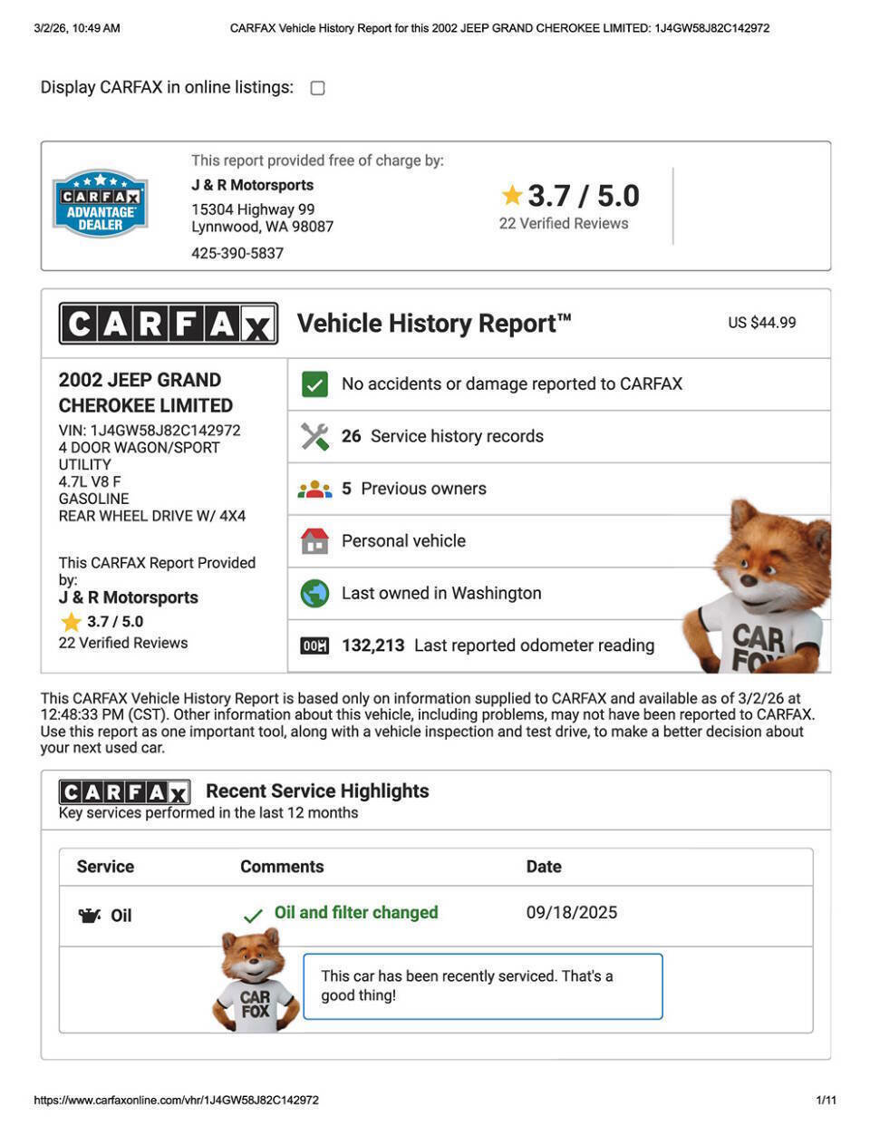 Used 2002 Jeep Grand Cherokee Limited image 26