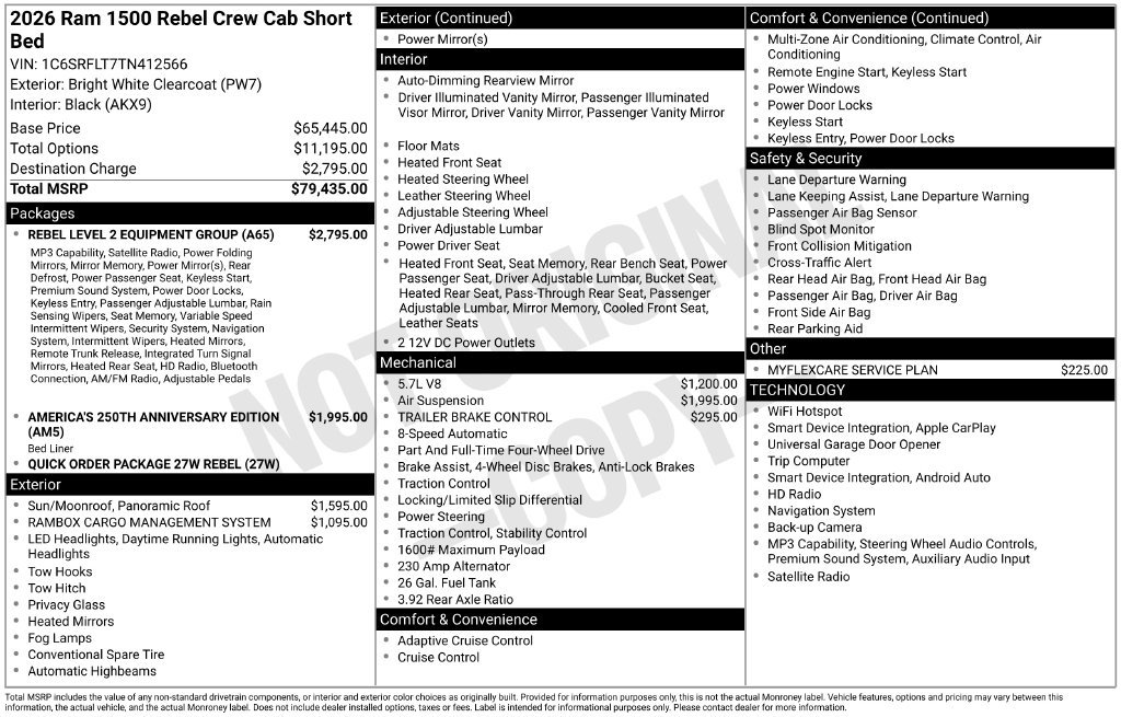 New 2026 RAM 1500 Rebel w/ Rebel Level 2 Equipment Group AWD/4WD image 45