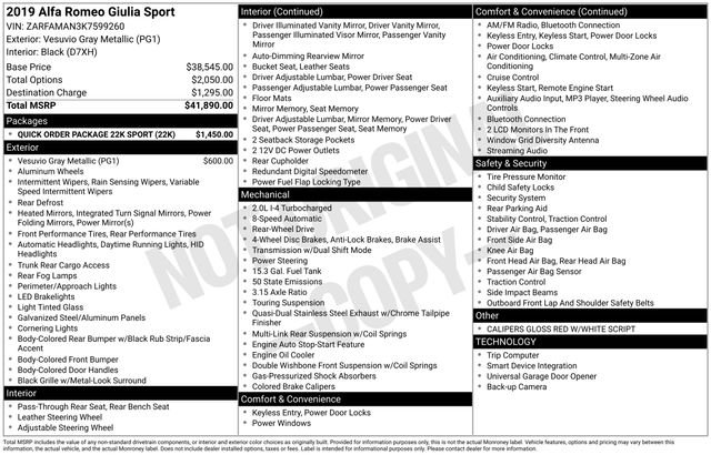 Used 2019 Alfa Romeo Giulia w/ Quick Order Package 22K Sport image 27