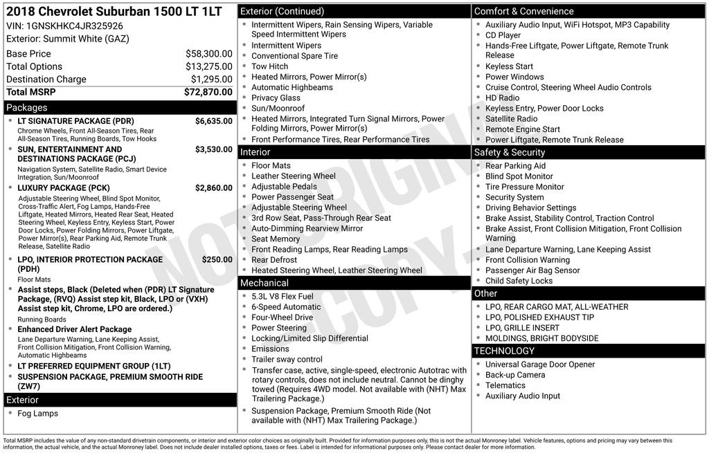 Used 2018 Chevrolet Suburban LT w/ LT Signature Package image 2