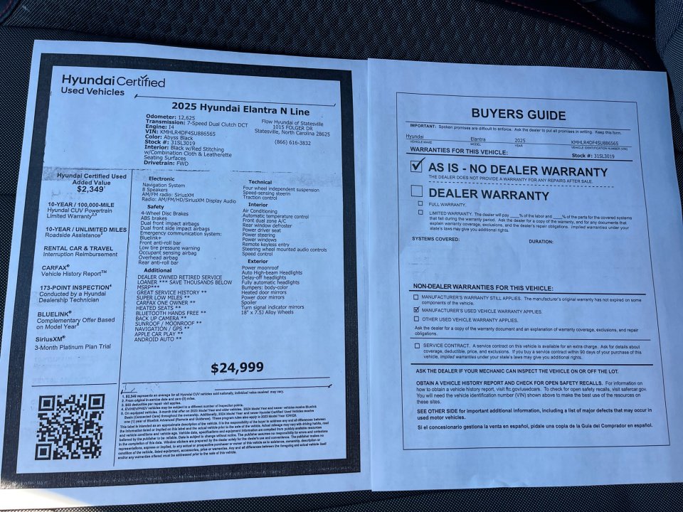 Certified 2025 Hyundai Elantra N Line image 34