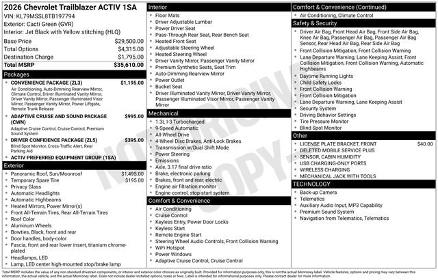 New 2026 Chevrolet TrailBlazer ACTIV w/ Convenience Package AWD/4WD image 4