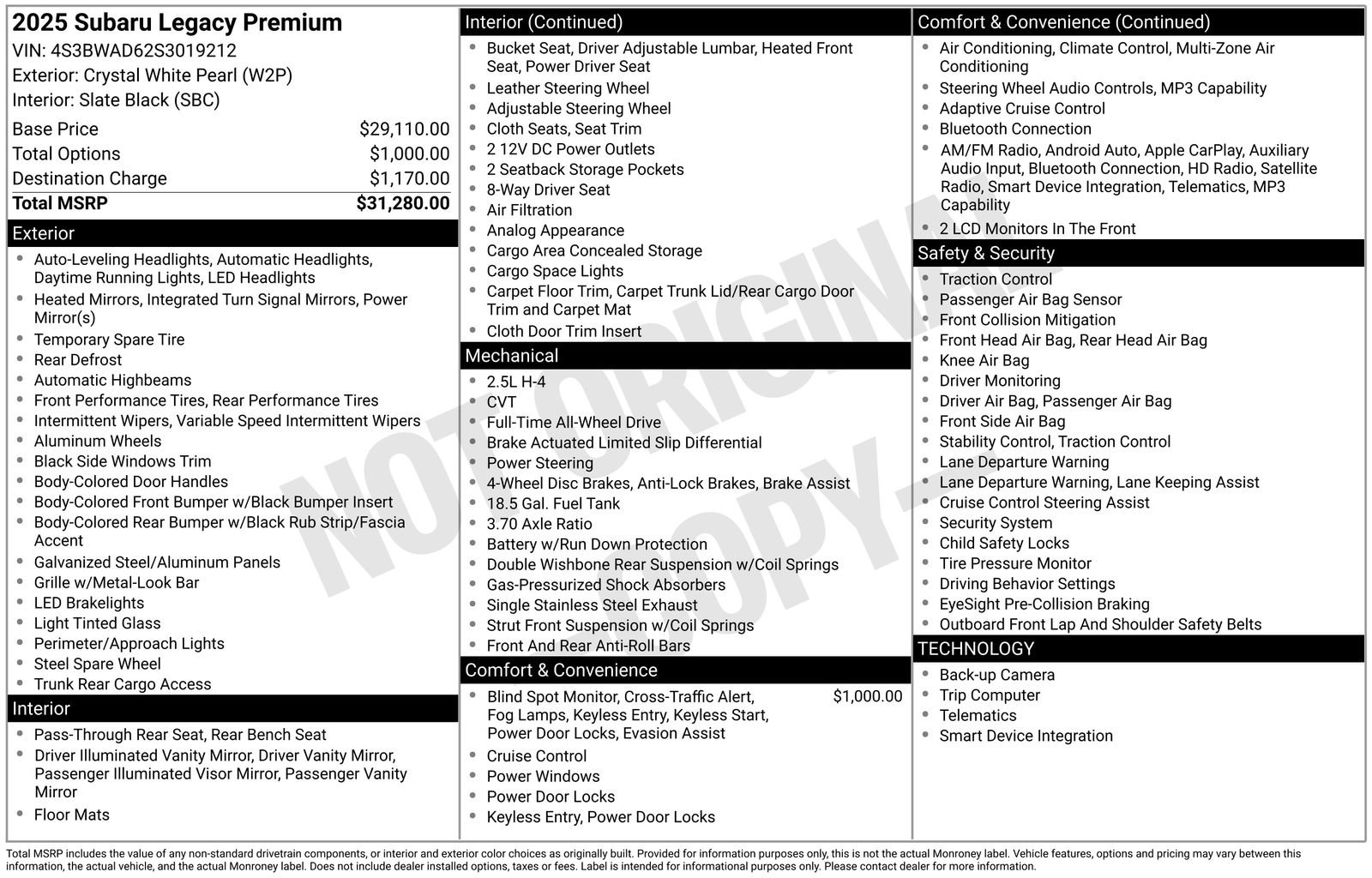 Certified 2025 Subaru Legacy Premium AWD/4WD image 31