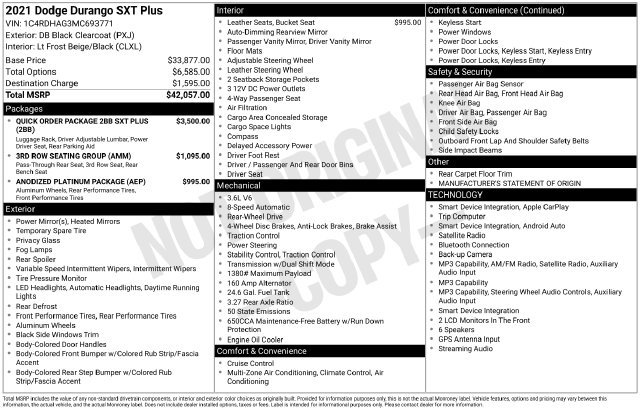 Used 2021 Dodge Durango SXT RWD image 27