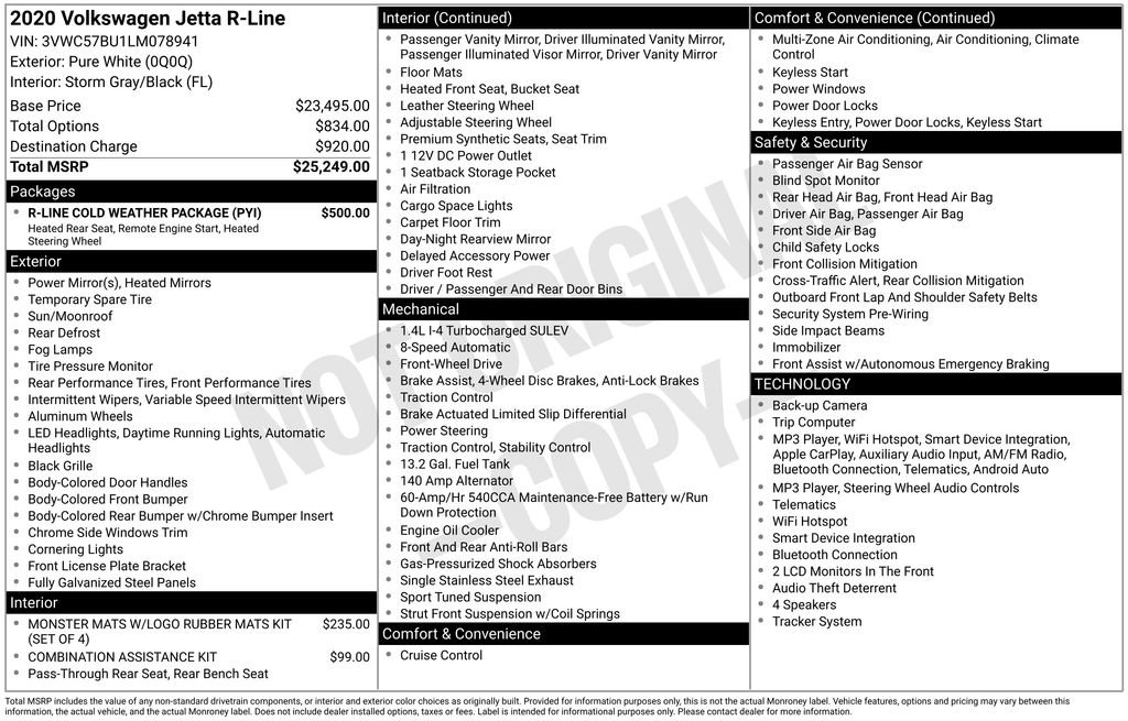Used 2020 Volkswagen Jetta R-Line w/ R-Line Cold Weather Package FWD image 2