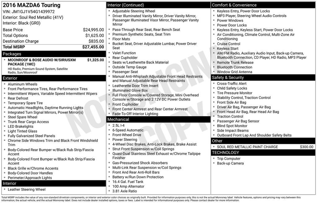 Used 2016 MAZDA MAZDA6 Touring image 3