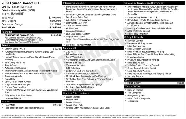 Used 2023 Hyundai Sonata SEL w/ Convenience Package image 4