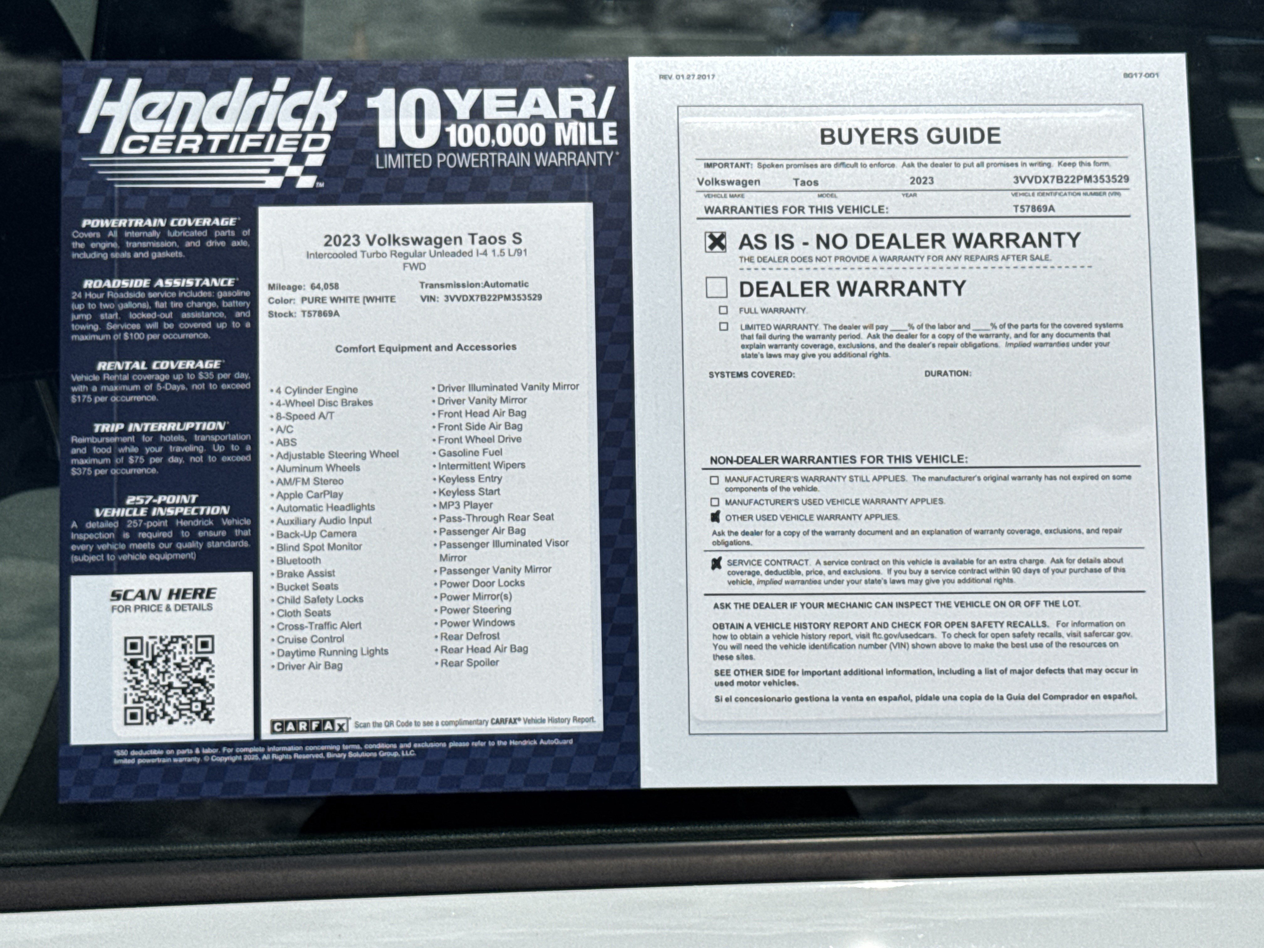 Used 2023 Volkswagen Taos S FWD image 35