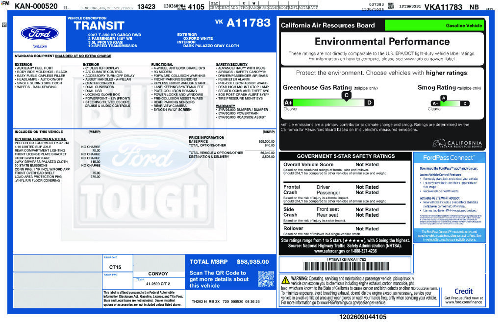New 2027 Ford Transit 350 148 High Roof Extended w/ Load Area Protection Package RWD image 5