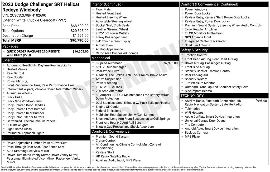 New 2023 Dodge Challenger SRT Hellcat Redeye RWD image 15