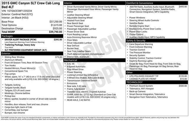 Used 2015 GMC Canyon SLT w/ Driver Alert Package AWD/4WD image 12
