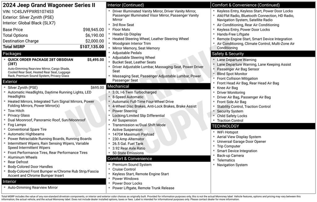 Used 2024 Jeep Grand Wagoneer Series II w/ Quick Order Packagew 28T image 2