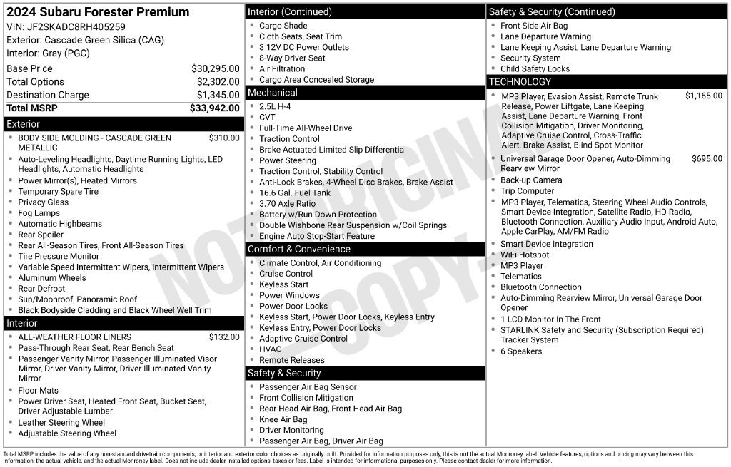 Certified 2024 Subaru Forester Premium AWD/4WD image 8