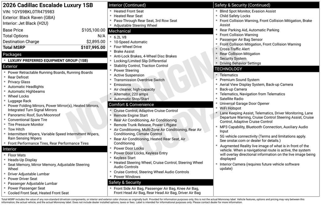 New 2026 Cadillac Escalade Luxury AWD/4WD image 5