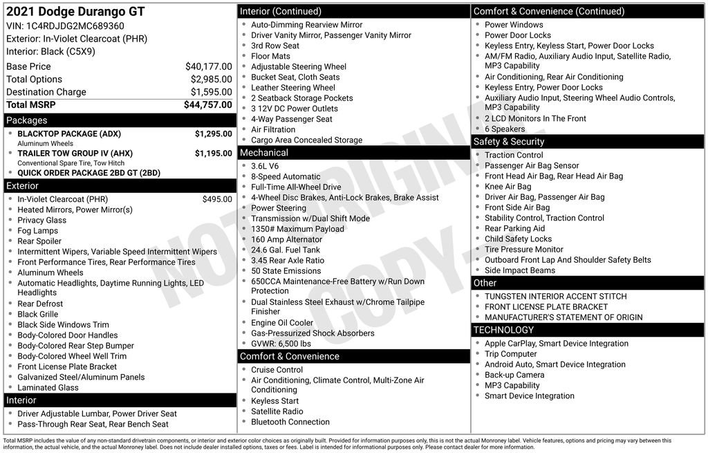 Certified 2021 Dodge Durango GT w/ Blacktop Package AWD/4WD image 30