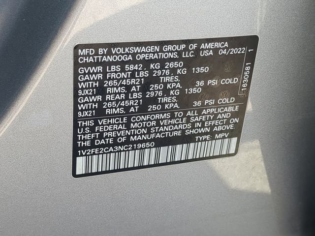 Certified 2022 Volkswagen Atlas Cross Sport SEL Premium R-Line AWD/4WD image 39