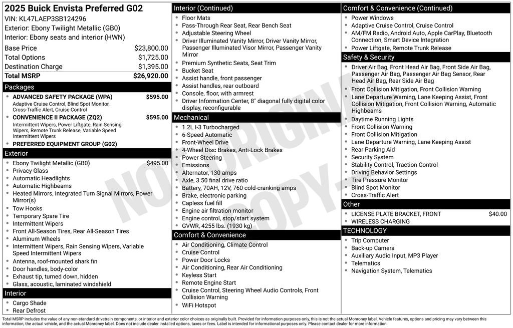 Used 2025 Buick Envista Preferred w/ Convenience II Package image 25