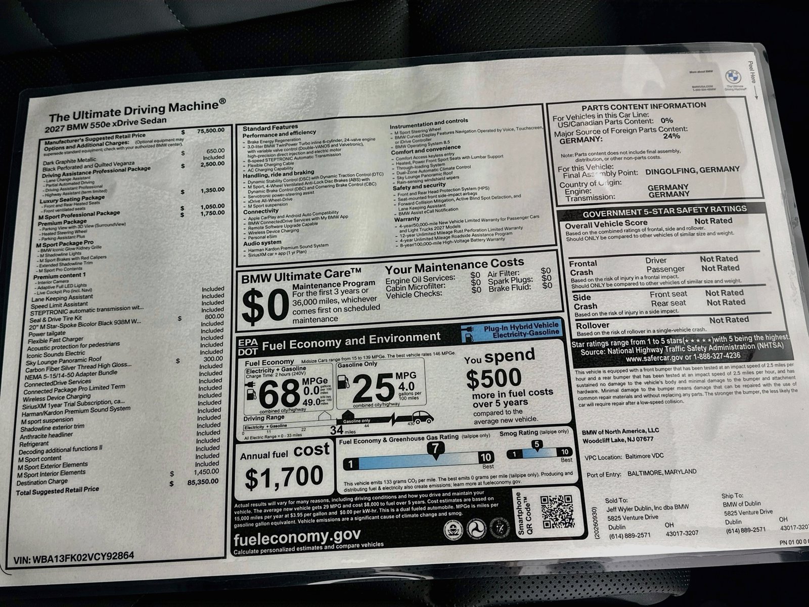 New 2027 BMW 550e xDrive AWD/4WD image 49