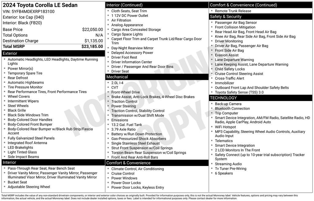 Used 2024 Toyota Corolla LE FWD image 7