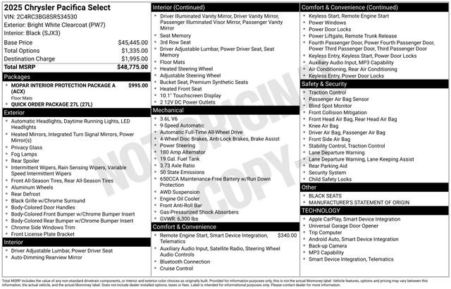 Used 2025 Chrysler Pacifica Select AWD/4WD image 36
