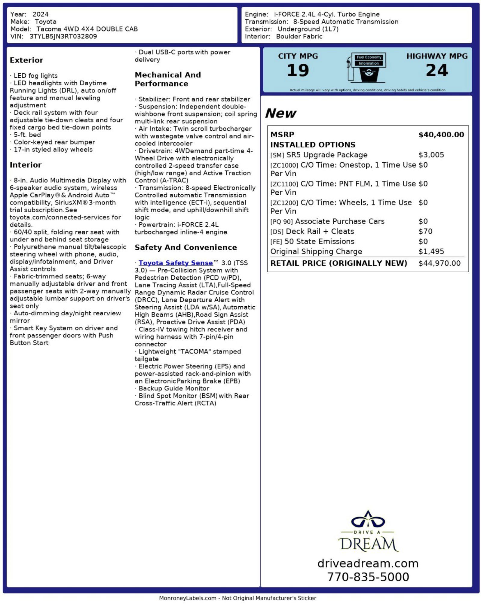 Used 2024 Toyota Tacoma SR5 w/ SR5 Upgrade Package image 54