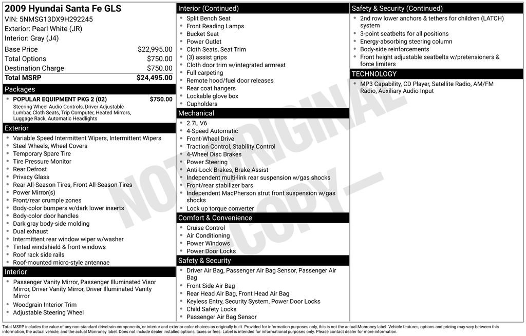 Used 2009 Hyundai Santa Fe GLS w/ Popular Equipment Pkg 2 FWD image 10